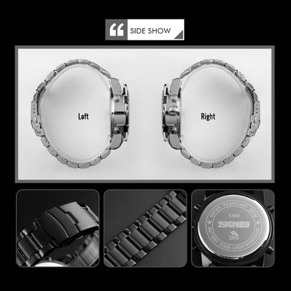 SKMEI 1389 Bracelet Wristwatch Clock Digital Quartz Watch Men Three Time Waterproof Quartz Wrist Mens Watch Relogio Masculino