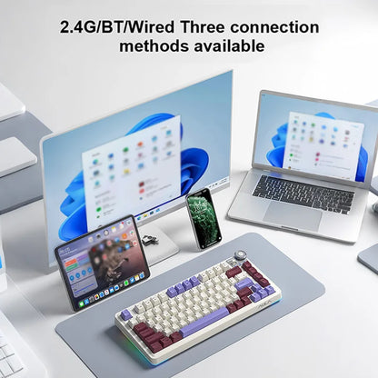 AULA AU75 Three Mode Mechanical Keyboard 81 Keys Hot Swappable RGB Esports Gaming Keyboard PBT Keycap PC Desktop Typing Keyboard