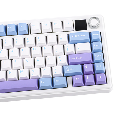 Teclado mecânico sem fios EPOMAKER X AULA F75 MAX Compact 75% ANSI Layout com ligação com fios/Bluetooth/2.4GHz, ecrã TFT e botão rotativo