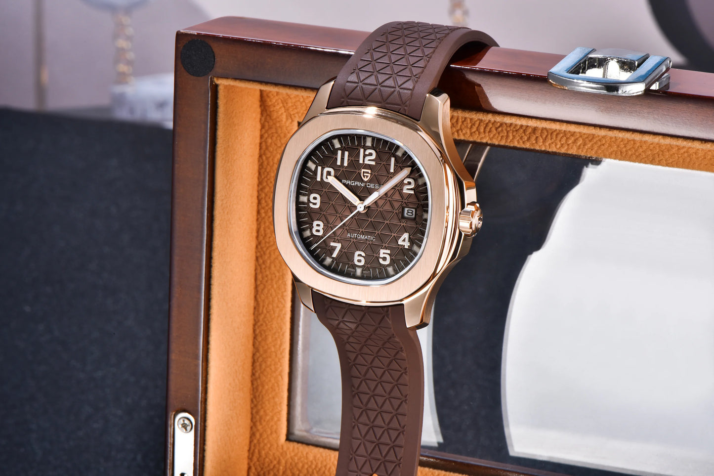 PAGANI DESIGN 2026 New Men's Watches Rose Gold Top Luxury  Automatic Watch For Men Barrel dial Steel Mechanical Wristwatch Men