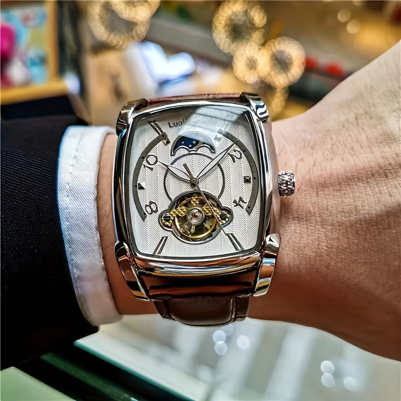 [Luxe mechanisch tourbillonhorloge] Lichtgewicht luxe mechanisch tourbillonhorloge voor heren – Volledig automatisch topmodel in trendy ‘skelet’-stijl, ideaal voor een zakelijke outfit of