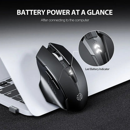 INPHIC F1 2.4G Wireless Mouse, Ergonomic Rechargeable Wireless Mouse with Power Display, Silent 2400 DPI USB Wireless Mouse for Laptop, Desktop & Office