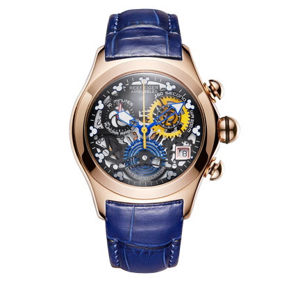 Reef Tiger New Designer Top Brand Luxury Fashion Watches for Women Steel Skeleton Watches Blue Strap Sport Watches RGA7181