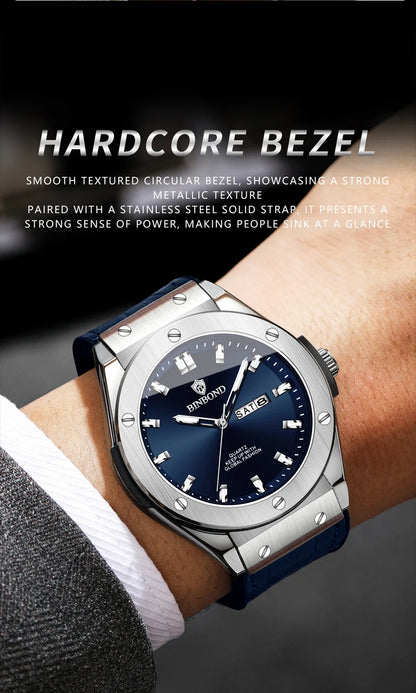 Man New Casual Business Leather Clock Men Luxury Watch Automatic Watches Mens Top Fashion Quartz Wristwatches Relojes De Hombre