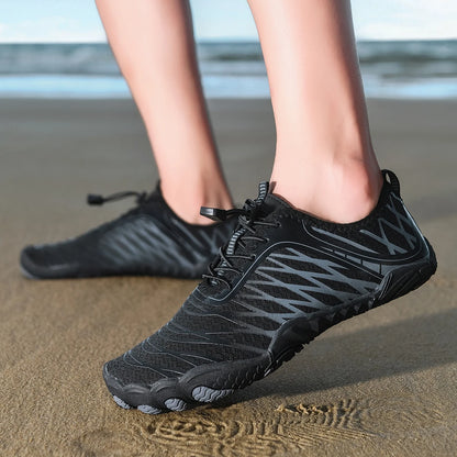 Oiaano wide toe man barefoot black shoes, woman sports sneaker unisex water booties, male aqua beach soft sole light breathable