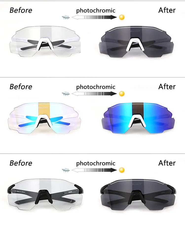 ELICIT New Photochromic Polarized Cycling Glasses Men Women Bike Glasses UV400 Eyewear Sunglasses HikingMTB Road Bicycle Goggles
