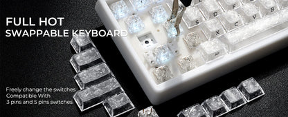 Teclado mecânico XVX M67 JadeStone com teclas IMD-Tech, hot-swappable, gasket, tri-mode, RGB personalizado, sem fios, 65%