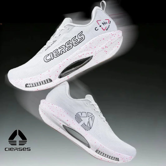 CIERSES Men's Carbon Plate Running Shoes Nitrogen Air Cushion Shock Absorption Stable Training Sports Shoes