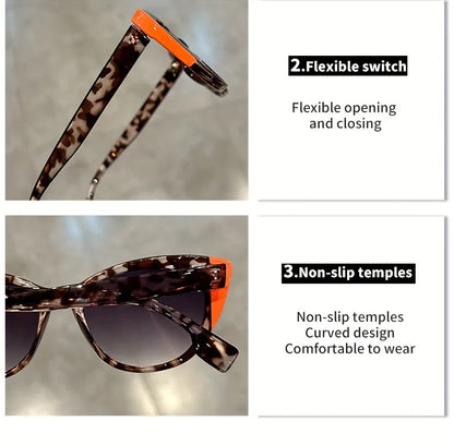 New Glossy Red Black Color-Block Gradient Cat-Eye Sunglasses Chic Women's Glasses with Anti-Glare Lenses for Fashionable Travel