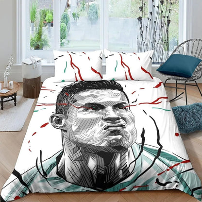 Παπλωματοθήκη Ποδοσφαίρου Ronaldo CR7, Σετ Κλινοσκεπασμάτων για Ενήλικες, Αγόρια και Κορίτσια, Διακόσμηση Υπνοδωματίου, Παιδικό Δώρο, Μονό, Διπλό, Μεγάλο Μέγεθος