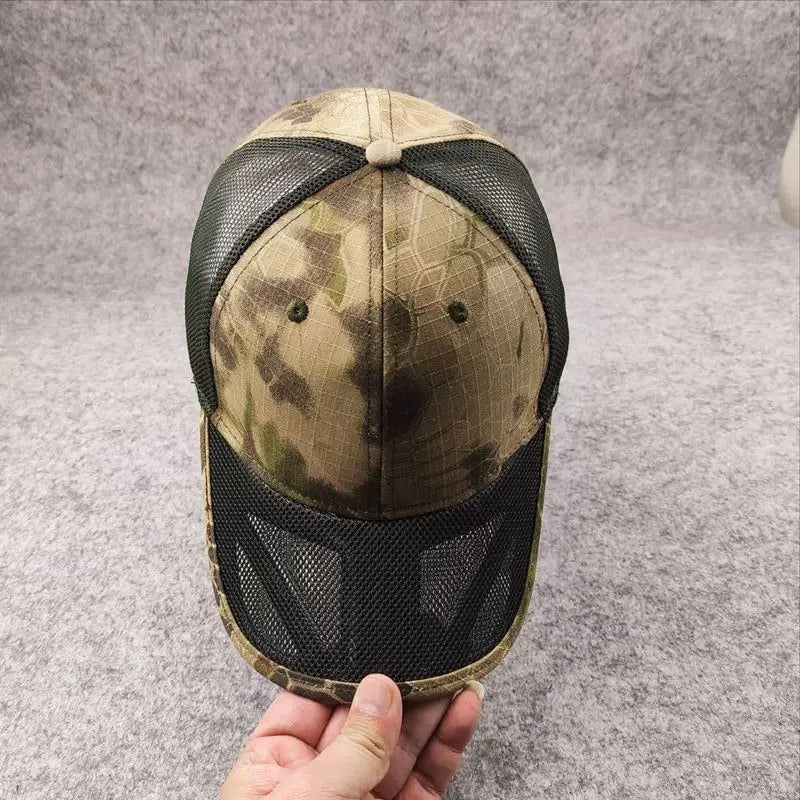 Nyári, lélegző hálós baseball sapka férfiaknak, nagy fejméretre állítható, férfi sapka, alkalmi, terepszínű, szabadtéri dzsungel sapka, férfi, 62 cm