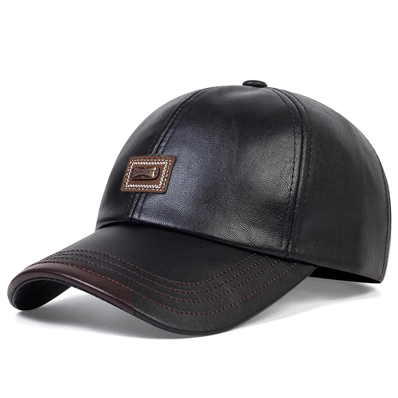 Pu Leather Letter Label Baseball Caps Spring and Autumn Outdoor Adjustable Casual Hats Sunscreen Hat
