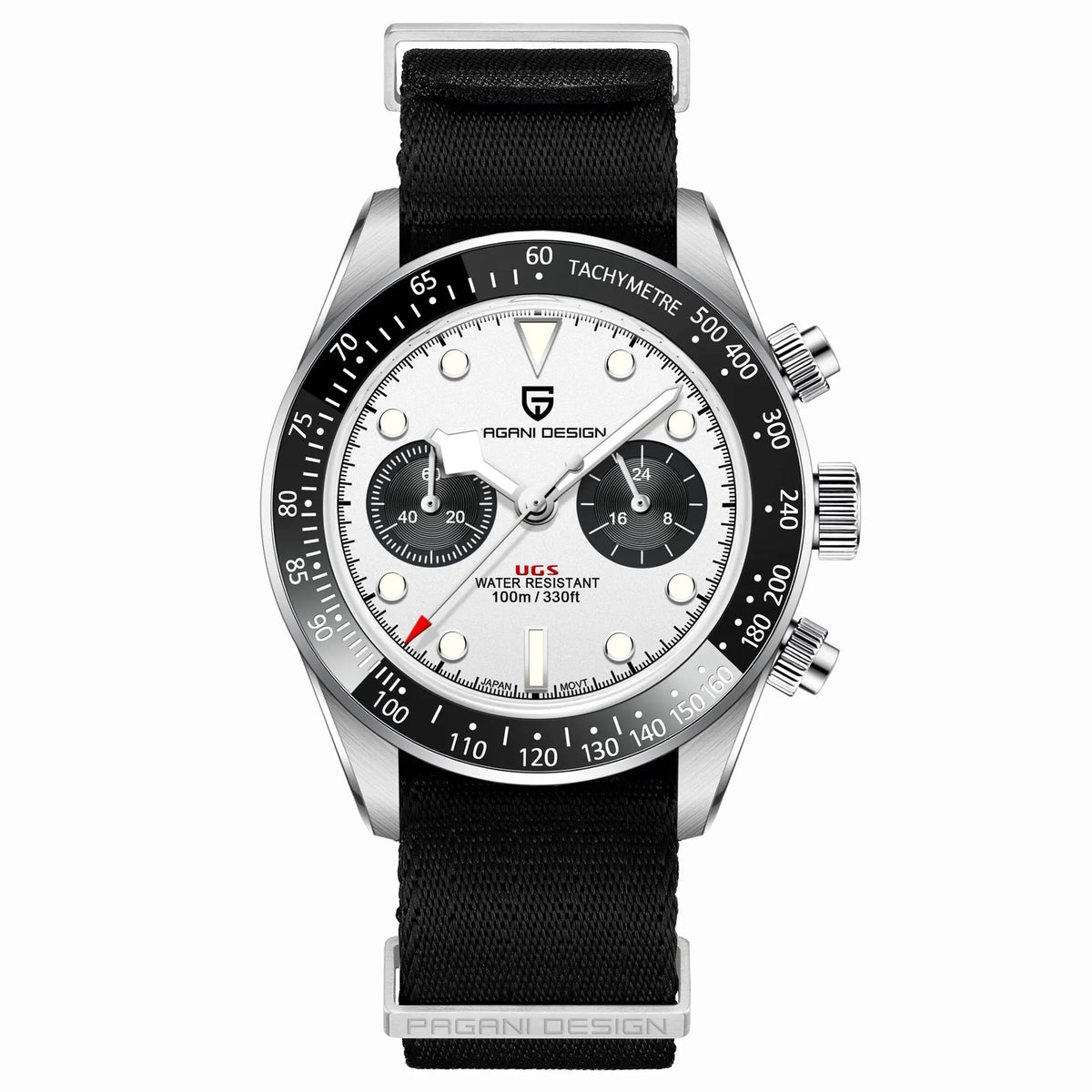 PAGANI DESIGN ‘Panda’ Men’s Watch – Luxury quartz chronograph, water-resistant, sapphire crystal with anti-reflective coating, luminescent sports watch