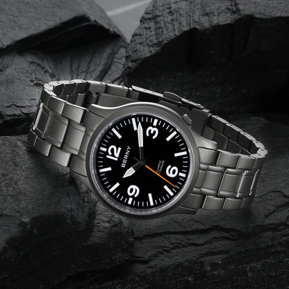 BERNY Full Titanium Men Watch Super Luminous Sports Quartz Watches Lightweight and Comfortable 5ATM Easy Read Wristwatch