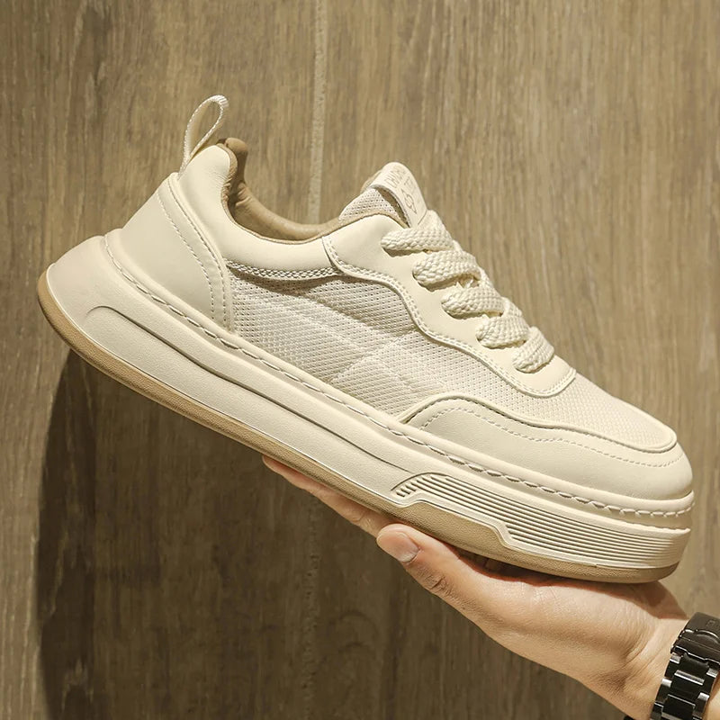 Ultralette, åndbare mesh-sneakers til mænd 2025 – moderigtige fritidssko med tyk sål, behagelige snøresko til daglig gang