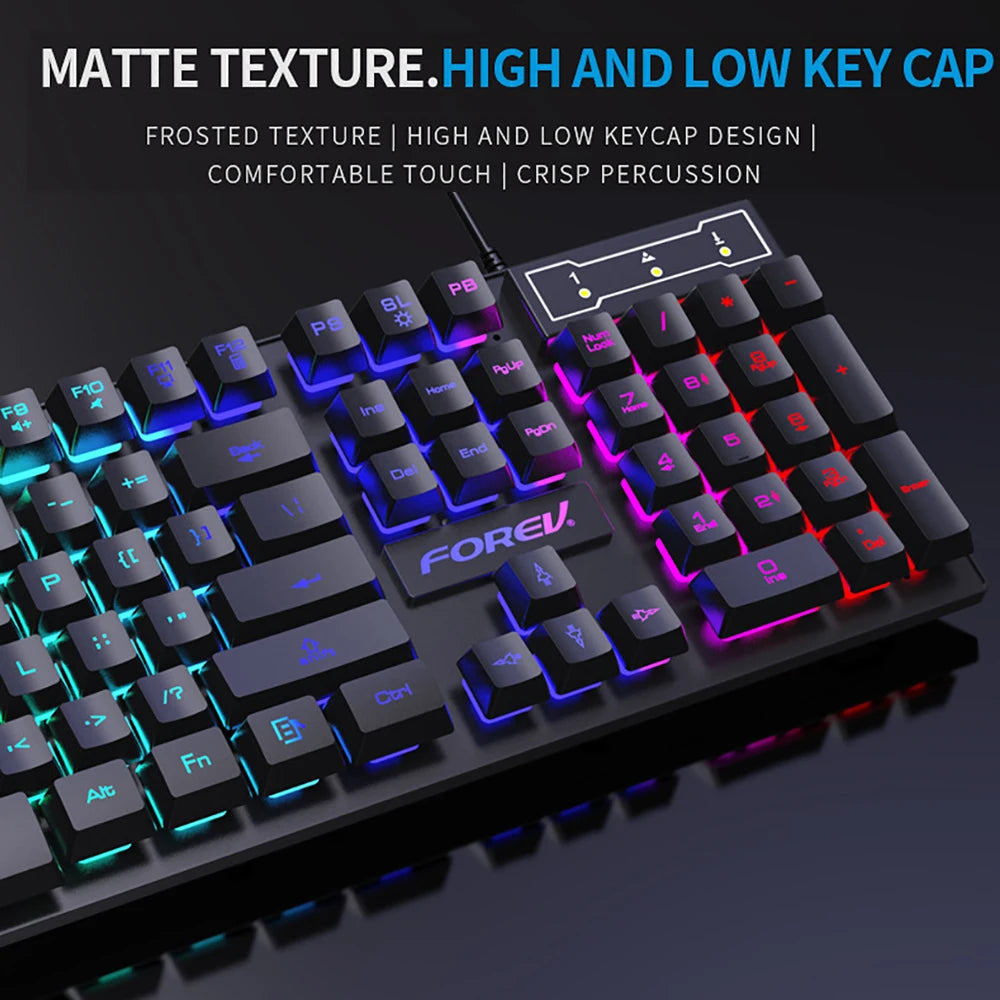 104Keys Wired Keyboard RGB Colorful Gaming Keyboard USB Wired Keyboard Standard Keyboard for PC Laptop Android Windows Mac OS