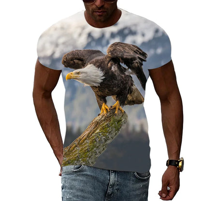 3D Printed Funny Eagle T Shirt For Men Cool Animal Pattern Tees Summer Harajuku Loose Round Neck Tops Short Sleeve Kids T-Shirts