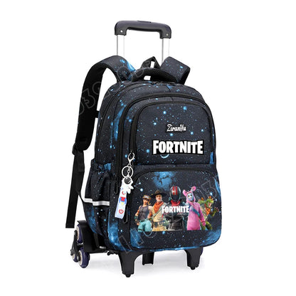 Чанта с колелца Fortnite за лесно изкачване на стълби, аниме, водоустойчива раница на колелца с голям капацитет за ученици, ежедневна пътна чанта