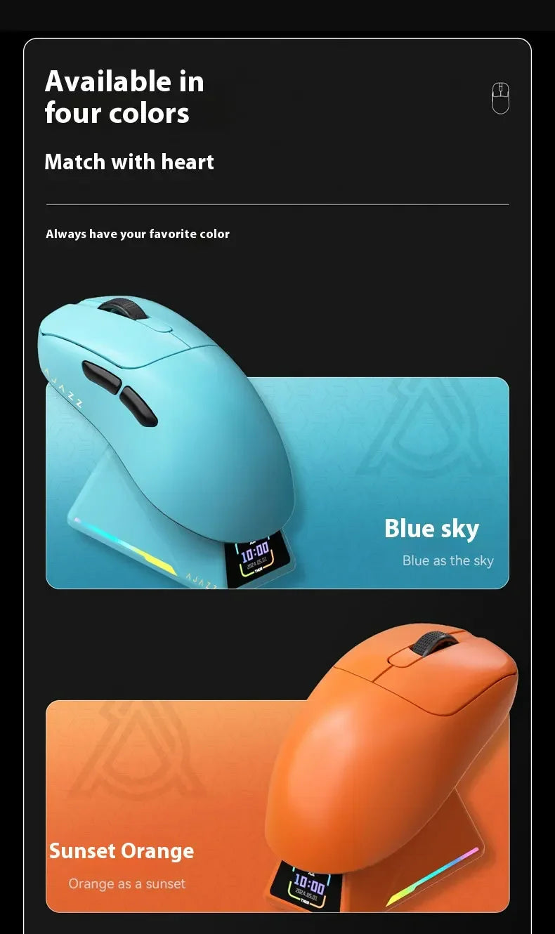 AJAZZ AJ179 APEX Wireless Gaming Mouse with RGB Display Dock, PAW3950 Sensor, Bluetooth, 8000Hz Polling Rate, Tri-Mode Gaming Mouse