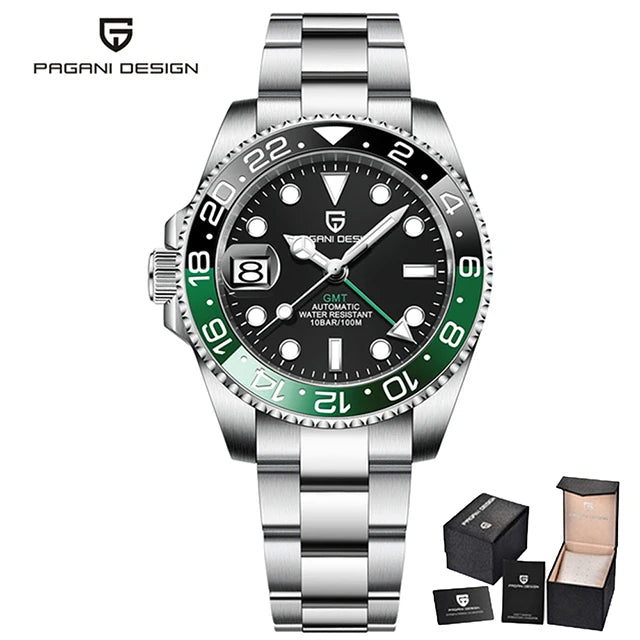 New PAGANI DESIGN Top Brand GMT Mens Wristwatch Sapphire Glass Automatic Men's Watch 100M Waterproof 40mm Men Mechanical Watches