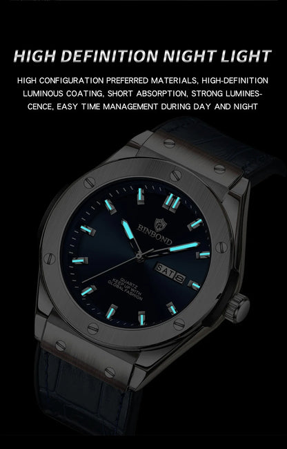 Man New Casual Business Leather Clock Men Luxury Watch Automatic Watches Mens Top Fashion Quartz Wristwatches Relojes De Hombre