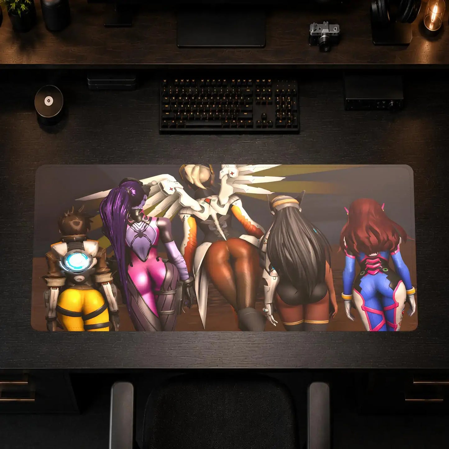 Overwatch Hips Gaming-Mauspad fürs Büro, rutschfeste Schreibtischunterlage, DIY-Mauspad, große Game-Tastaturunterlage mit Overlock-Naht