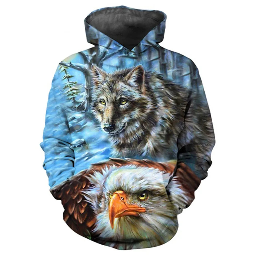 Animal Tiger Eagle Wolf 3D Print Men Women Laxity Hoodie Casual Oversized Pullover Popular Fashion Sweatshirt Trend Men Clothing