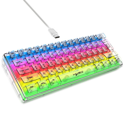 Teclado Gaming Transparente com Fio HXSJ 60%, Retroiluminação RGB, Ultra-Compacto, Impermeável, Teclado Compacto Pequeno de 61 Teclas para PC/Mac