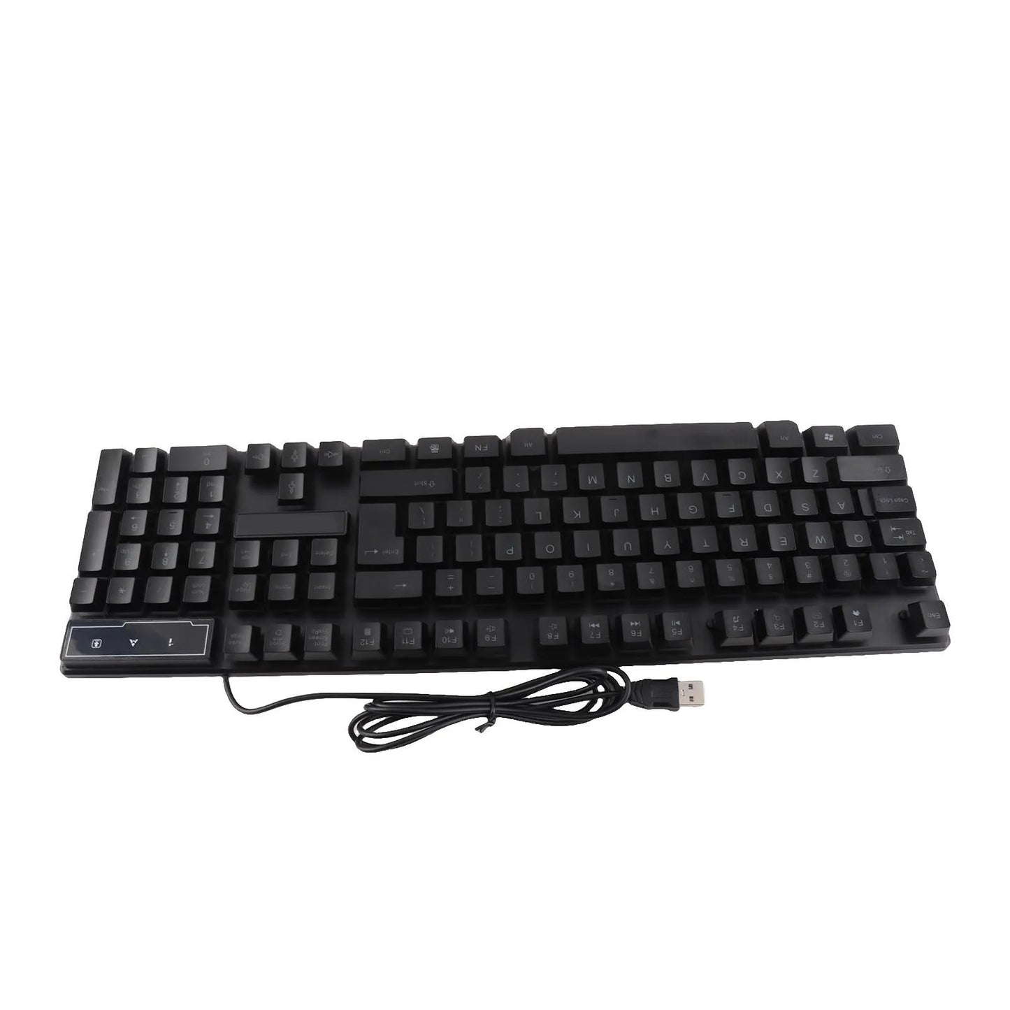 Conjunto Teclado e Rato Gaming 4 Peças Ergonómico, Teclado de 104 Teclas, Rato com Iluminação Respirante de 4 Cores, Auscultadores e Tapete de Rato Antiderrapante