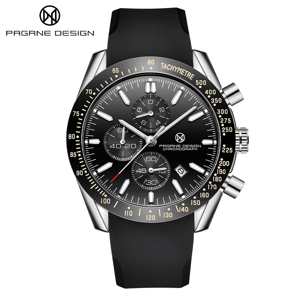 PAGANI DESIGN New 45mm Men Quartz Watch Rubber Belt Men's Luxury Watch Fashion Casual Sports Male Clock Relogio Maasculino