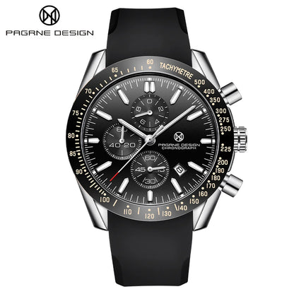 PAGANI DESIGN New 45mm Men Quartz Watch Rubber Belt Men's Luxury Watch Fashion Casual Sports Male Clock Relogio Maasculino
