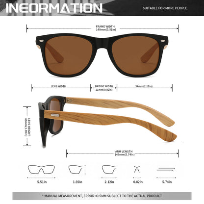 3PCS Bamboo Texture Square Sunglasses UV400, Fashion Unisex Classic - Lightweight for Casual Wear & Holidays