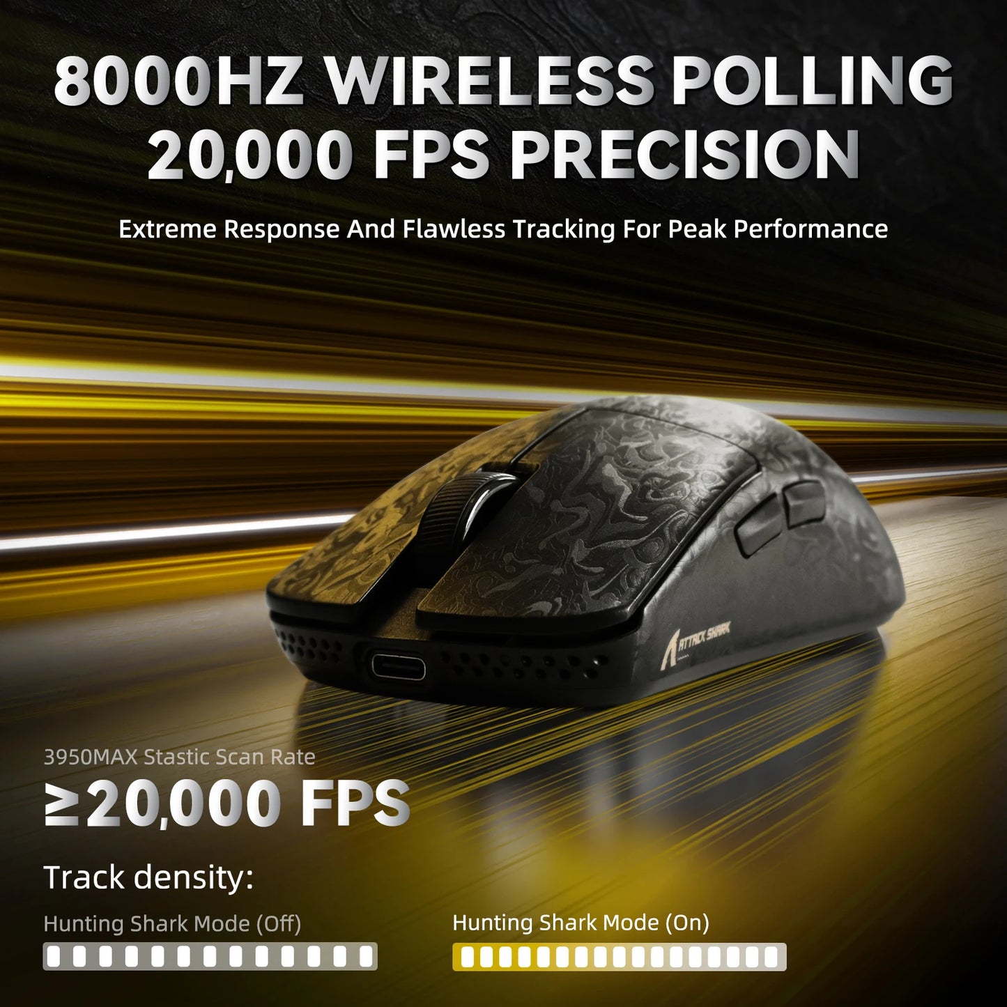 ATTACK SHARK R11 ULTRA trådlös gamingmus i kolfiber, 8000Hz, PAW3950MAX, 42000DPI, 49g lättvikt, 20000FPS, Nordic 52840