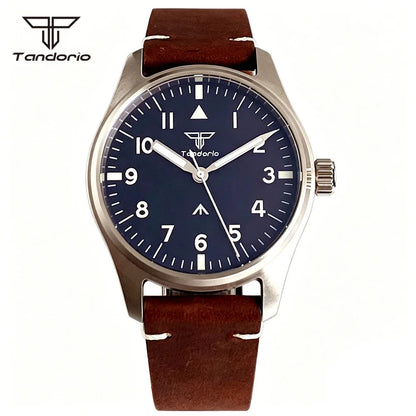 Tandorio 39mm Pilot Aviator Watch Sapphire Glass Luminous Automatic Japan NH35 or VH31 Quartz Movt 20BAR Diving Wristwatch