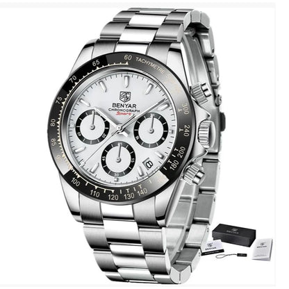 Montres pour hommes BENYAR – Chronographe de luxe, modèle sportif, étanche, en acier inoxydable, à mouvement à quartz