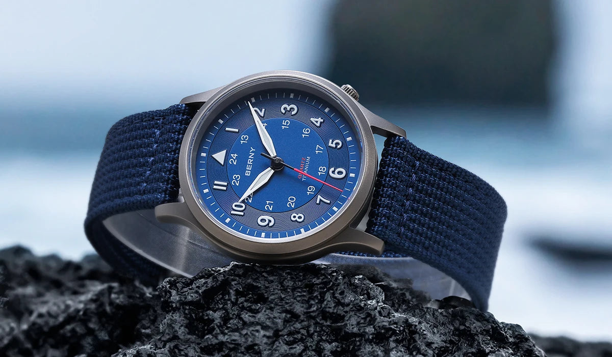 BERNY Full Titanium Watches for Men Outdoor Quartz Men's Field Wristwatch VH31 Super Luminous Sapphire Easy Read Watch