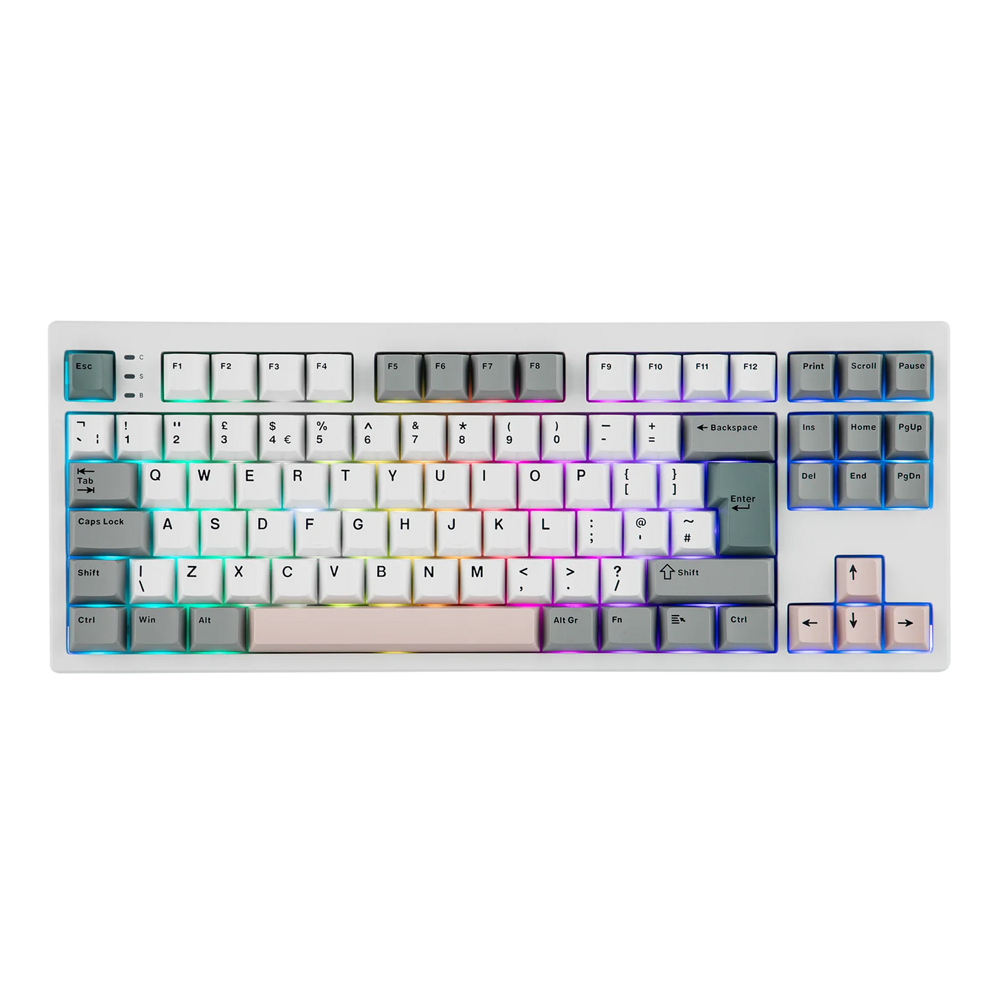 Teclado mecânico EPOMAKER TH87 TKL com layout ISO-UK, ligação com fio/BT/2.4Ghz sem fios, NKRO, bateria de 10000mAh e iluminação RGB