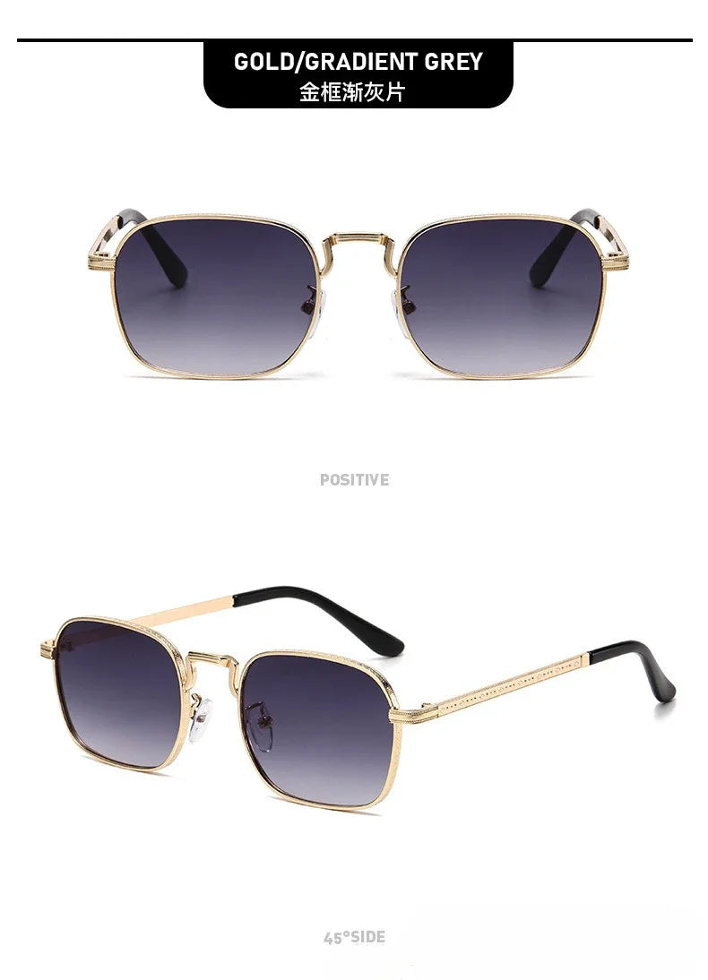 New Square Oval Metal Sunglasses Fashionable Retro Men Sunglasses Women Personalized Uv Resistant Eyeglass Luxury Design Uv400