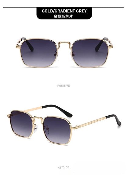 New Square Oval Metal Sunglasses Fashionable Retro Men Sunglasses Women Personalized Uv Resistant Eyeglass Luxury Design Uv400