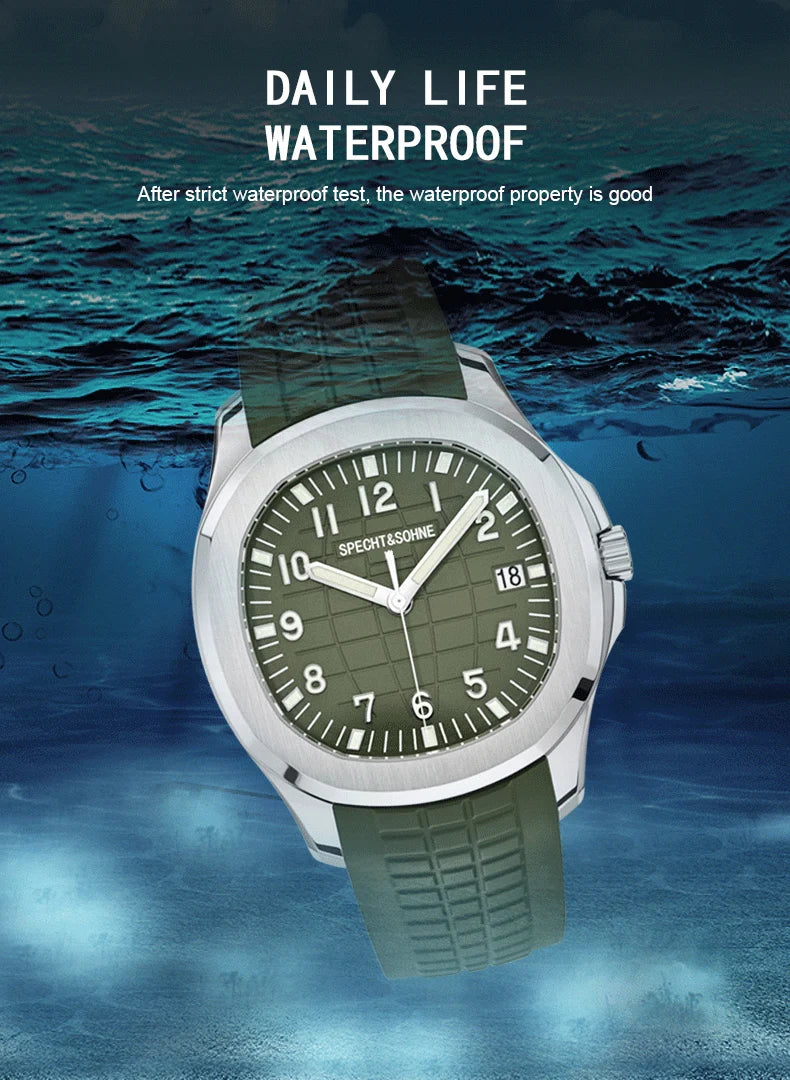 Specht&Sohne 2025 New Luxury Men Mechanical Wristwatch Miyota 8215 Stainless Steel Watch Green Rubber Sapphire Reloj Hombre