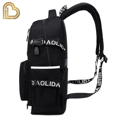 Yule Trooper F-Fortnited Battle Royale Backpack with USB Charging Anime Figures Study Stationery Compartment Students Mochila