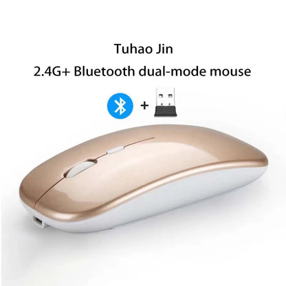 Rechargeable Wireless Mouse Bluetooth 2.4GHz Dual Mode, Silent Ergonomic Wireless Mouse with Adjustable DPI, USB Rechargeable Mouse for PC, Laptop, Mac & Tablet