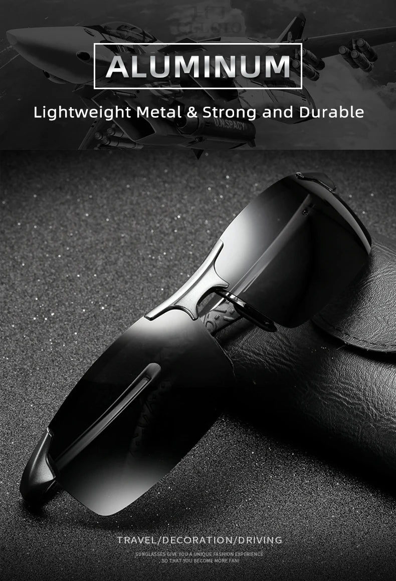 CLLOIO Brand Men's Polarized Sunglasses Aluminum Frame UV400 Anti-Glare Sun Glasses Male Driving Glasses Rimless Oculos De Sol