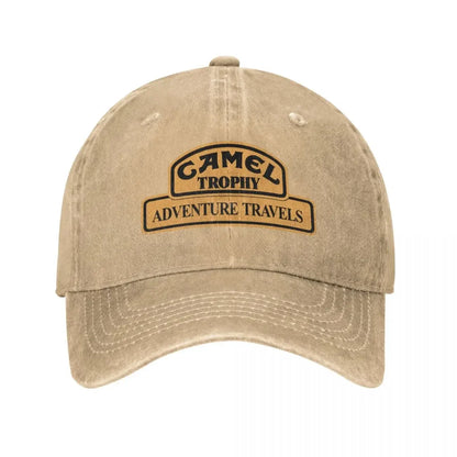 Czapka baseballowa w stylu retro Camel Trophy Racing dla mężczyzn i kobiet, z postarzanego dżinsu, z zatrzaskiem, na lato, do aktywności na świeżym powietrzu, miękka czapka bez usztywnienia