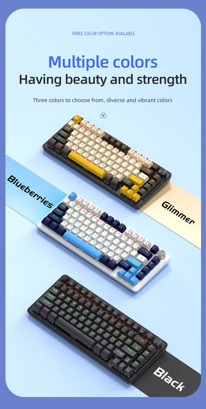 K82 75% Wired Mechanical Keyboard RGB Backlight, 82 KEY, Full Key Hot Swappable Blue Switch, Multifunctional Knob, Windows & Mac