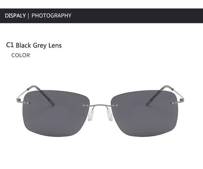 Titanium Frameless Polarized Sunglasses Driver Driving Night Vision Goggle Folding Ultra Light Color Film Titanium SunglassUV400