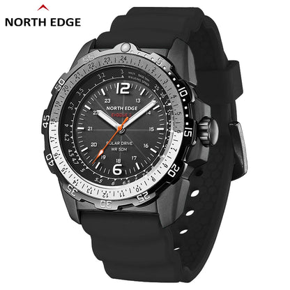 NORTH EDGE EVOQUE 2 Men Digital Military Watch Waterproof 50M Men's Sport Wristwatches Solar Power Luminous Enviormentally Clock