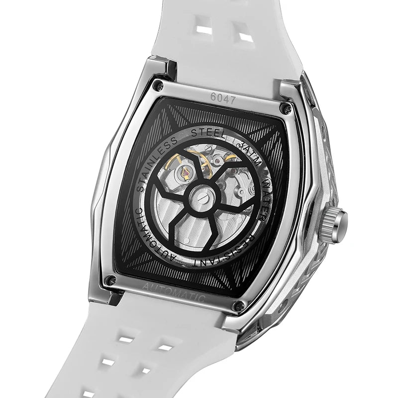 SKROX Designer Luxury Moon Phase Toubillon Automatic Movement Mechanical Clock High Quality Waterproof Silicone Men's Watches