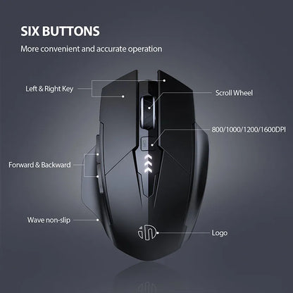 INPHIC F1 2.4G Wireless Mouse, Ergonomic Rechargeable Wireless Mouse with Power Display, Silent 2400 DPI USB Wireless Mouse for Laptop, Desktop & Office