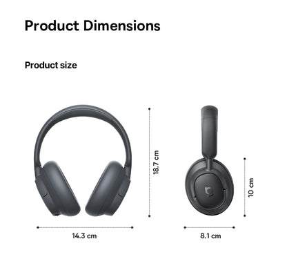 Casque sans fil Baseus ANC, écouteurs supra-auriculaires 80H, réduction de bruit à 95%, casque Bluetooth 6.0